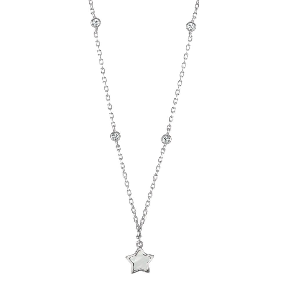 Collier Argent Zircone 4 Pierres Rhodié nacre Étoile 40-45 cm-593228