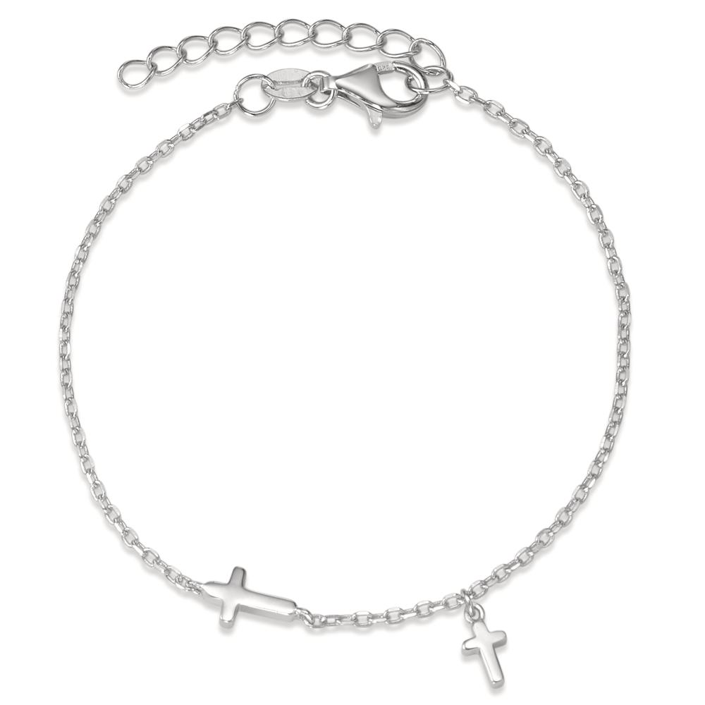 Bracelet Argent Rhodié Croix 15.5-18 cm-593241