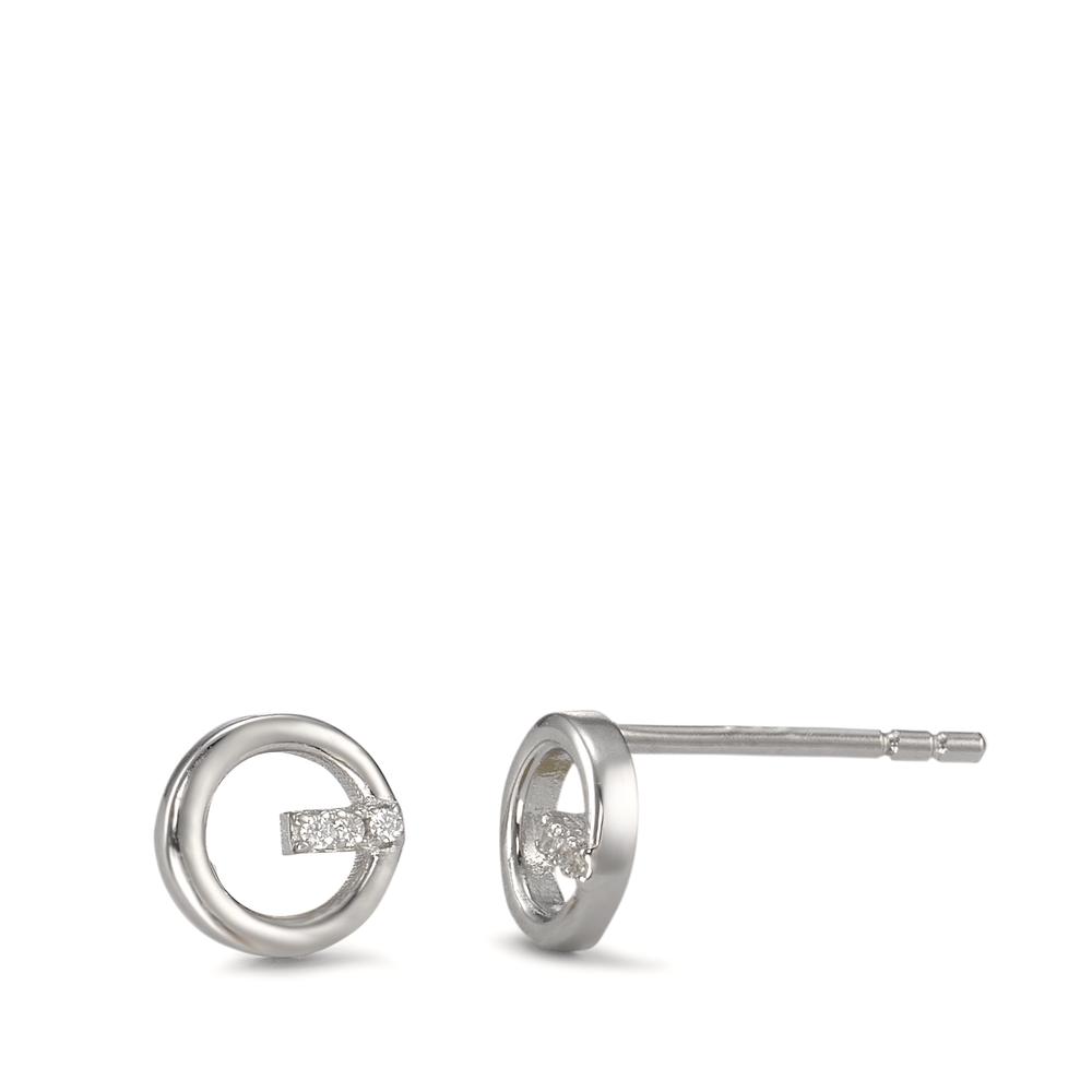 Clous d'oreilles Argent Zircone 6 Pierres Rhodié Ø6.5 mm-593255