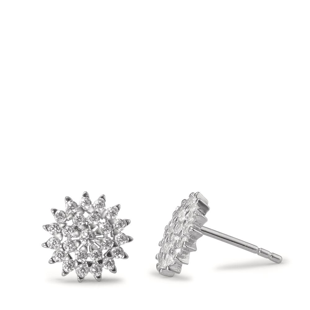 Clous d'oreilles Argent Zircone Rhodié Ø9.5 mm-593326