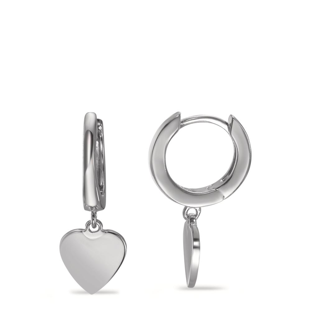 Créoles à charnières Argent Rhodié Coeur Ø8 mm-593331