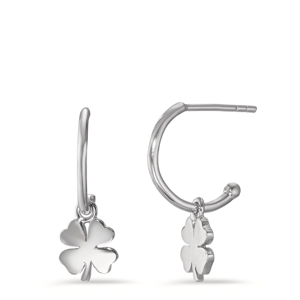 Pendant d'oreilles Argent Rhodié Feuille de Trèfle Ø7.5 mm-593344