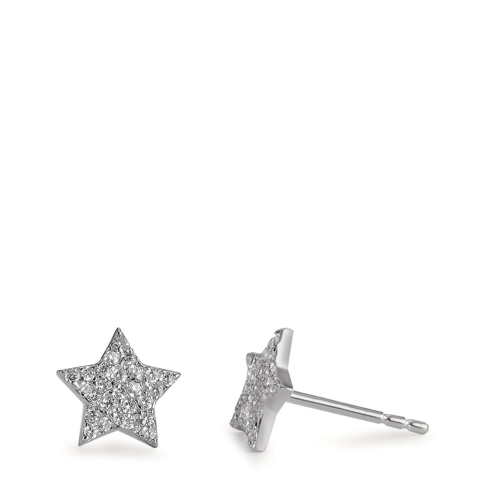 Clous d'oreilles Argent Zircone Rhodié Étoile Ø8.5 mm-593379