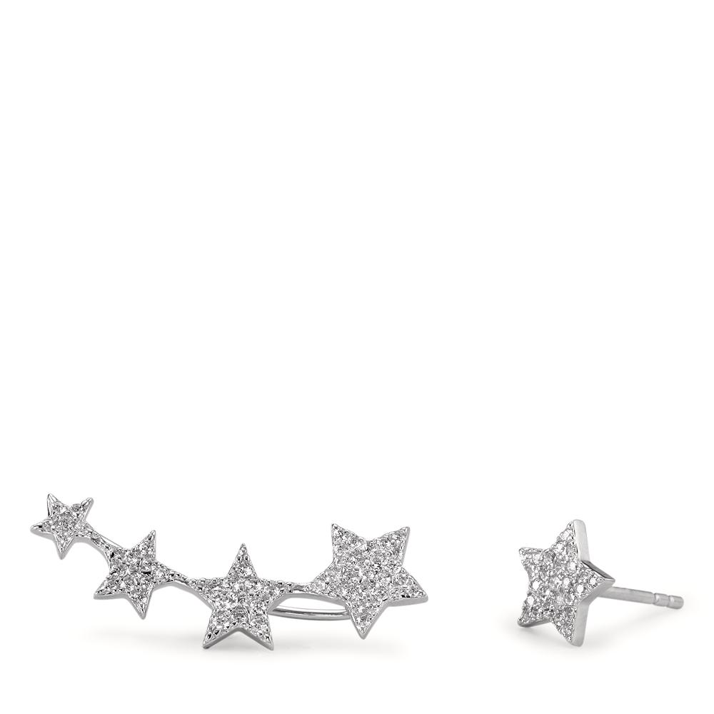 Boucles d'oreilles Argent Zircone Rhodié Étoile Ø8 mm-593386