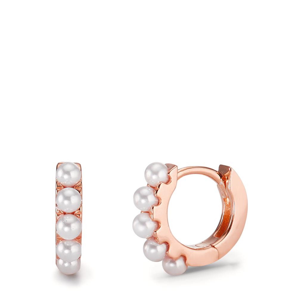 Créoles à charnières Argent rosé Plaqué or [shining Pearls] blanc, 10 Perles, 2.5 mm-593398