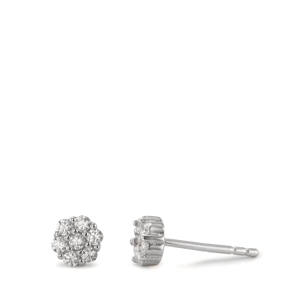 Clous d'oreilles Argent Zircone 14 Pierres Rhodié Ø5 mm-593408