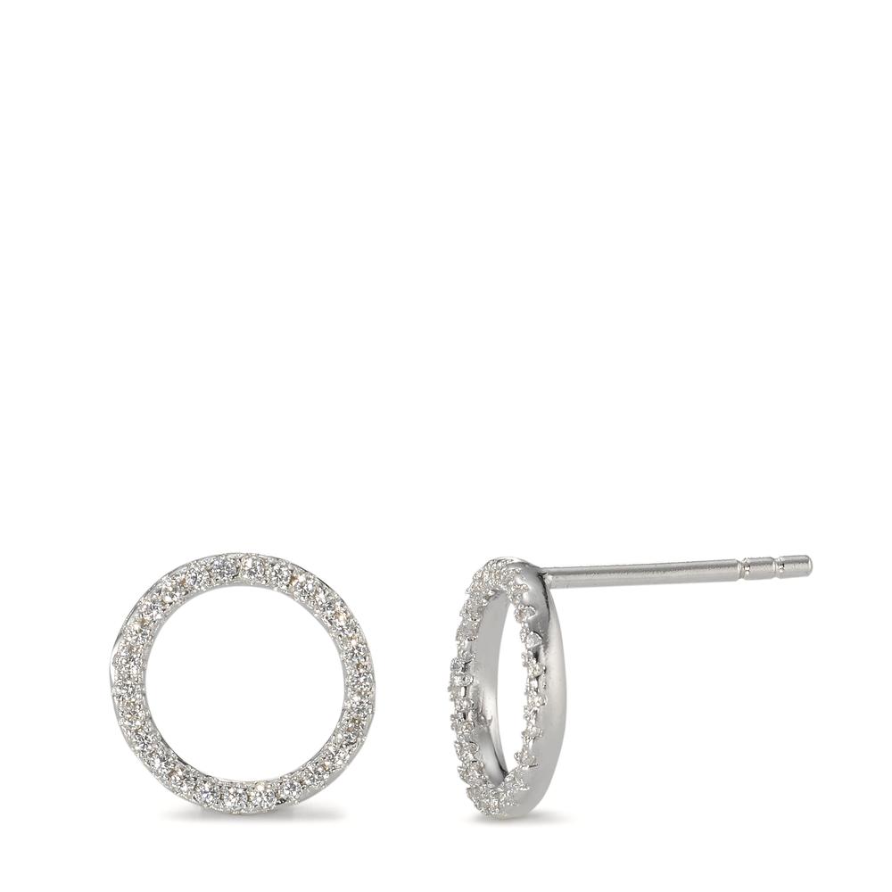 Clous d'oreilles Argent Zircone Rhodié Ø10 mm-593411