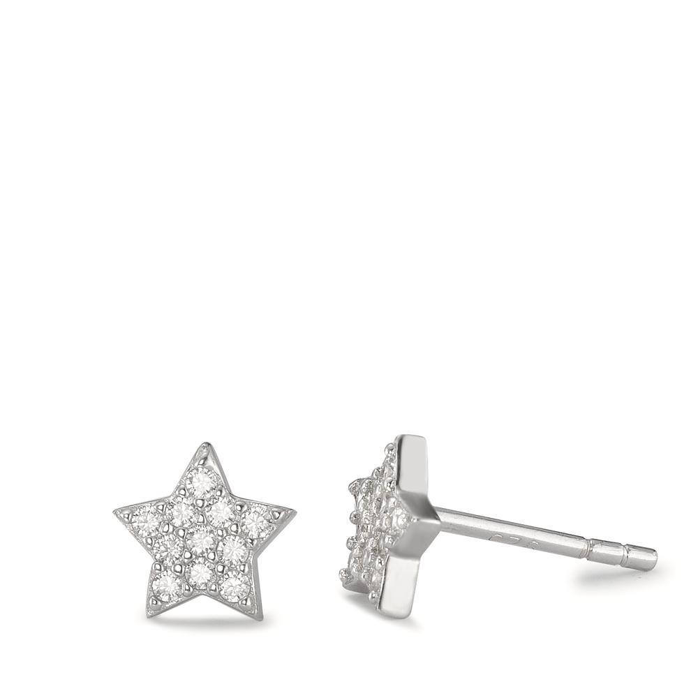Clous d'oreilles Argent Zircone Rhodié Étoile Ø7 mm-593420