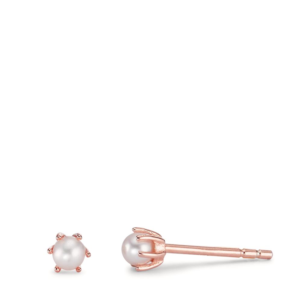 Clous d'oreilles Argent rosé Plaqué or perle d'eau douce blanc, 2 Perles Ø4 mm-593422