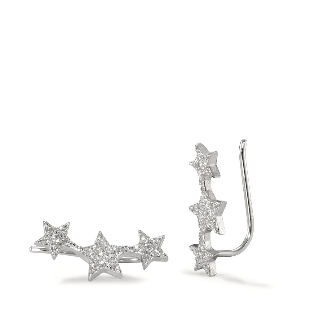 Boucle d'oreille glissante Argent Zircone Rhodié Étoile-593432