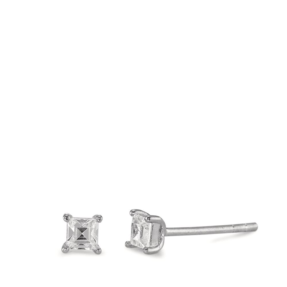Clous d'oreilles Argent Zircone 2 Pierres Rhodié Ø4 mm-593437
