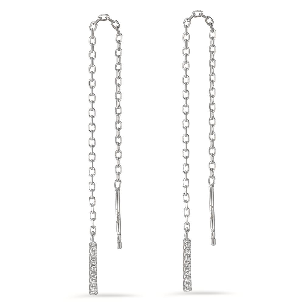 Boucles d'oreilles pendantes Argent Zircone 14 Pierres Rhodié-593440