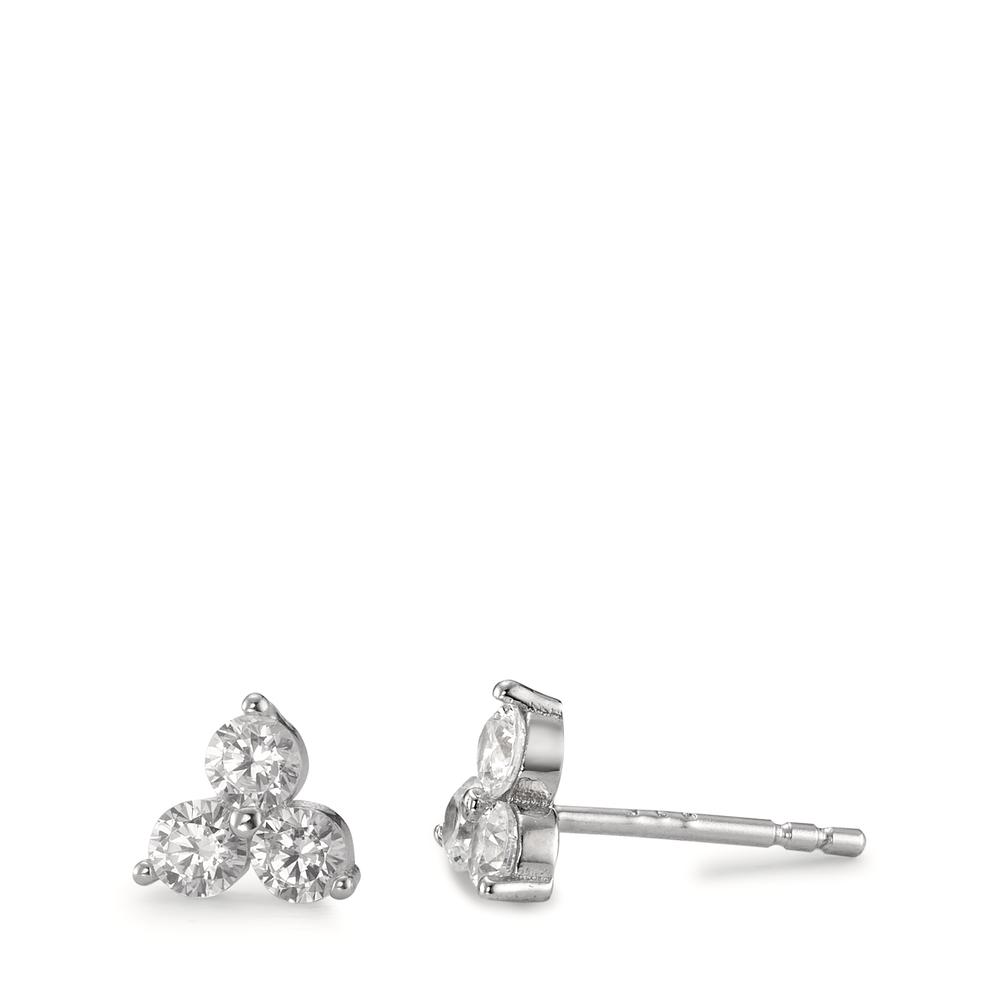 Clous d'oreilles Argent Zircone 6 Pierres Rhodié Ø6 mm-593451