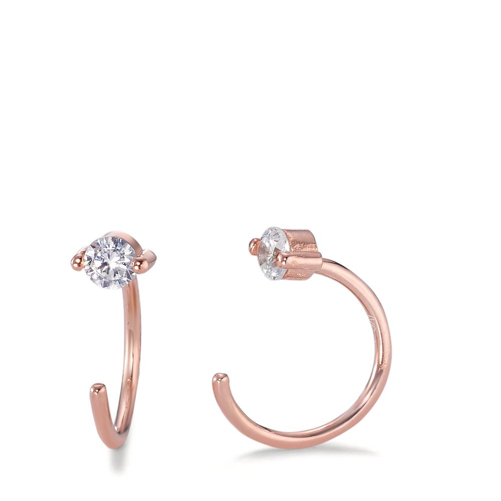 Boucles d'oreilles Argent Zircone 2 Pierres rosé Plaqué or Ø10 mm-593460