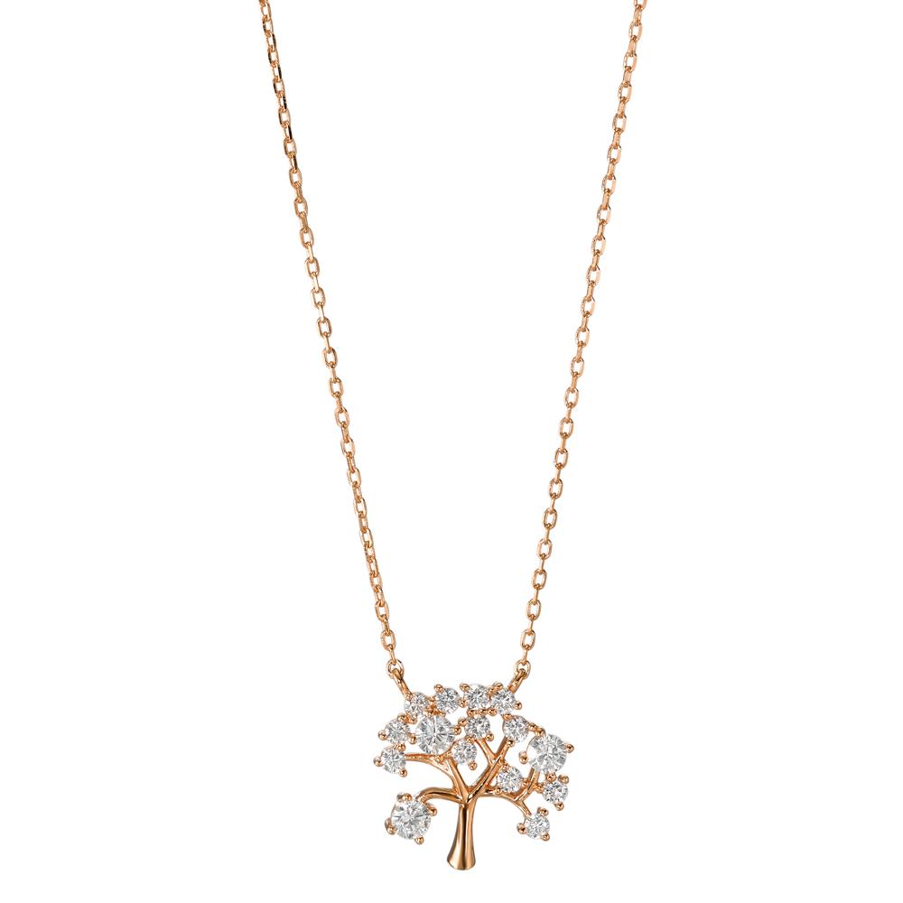 Collier Argent Zircone 15 Pierres rosé Plaqué or Arbre de la vie 40-45 cm-593481