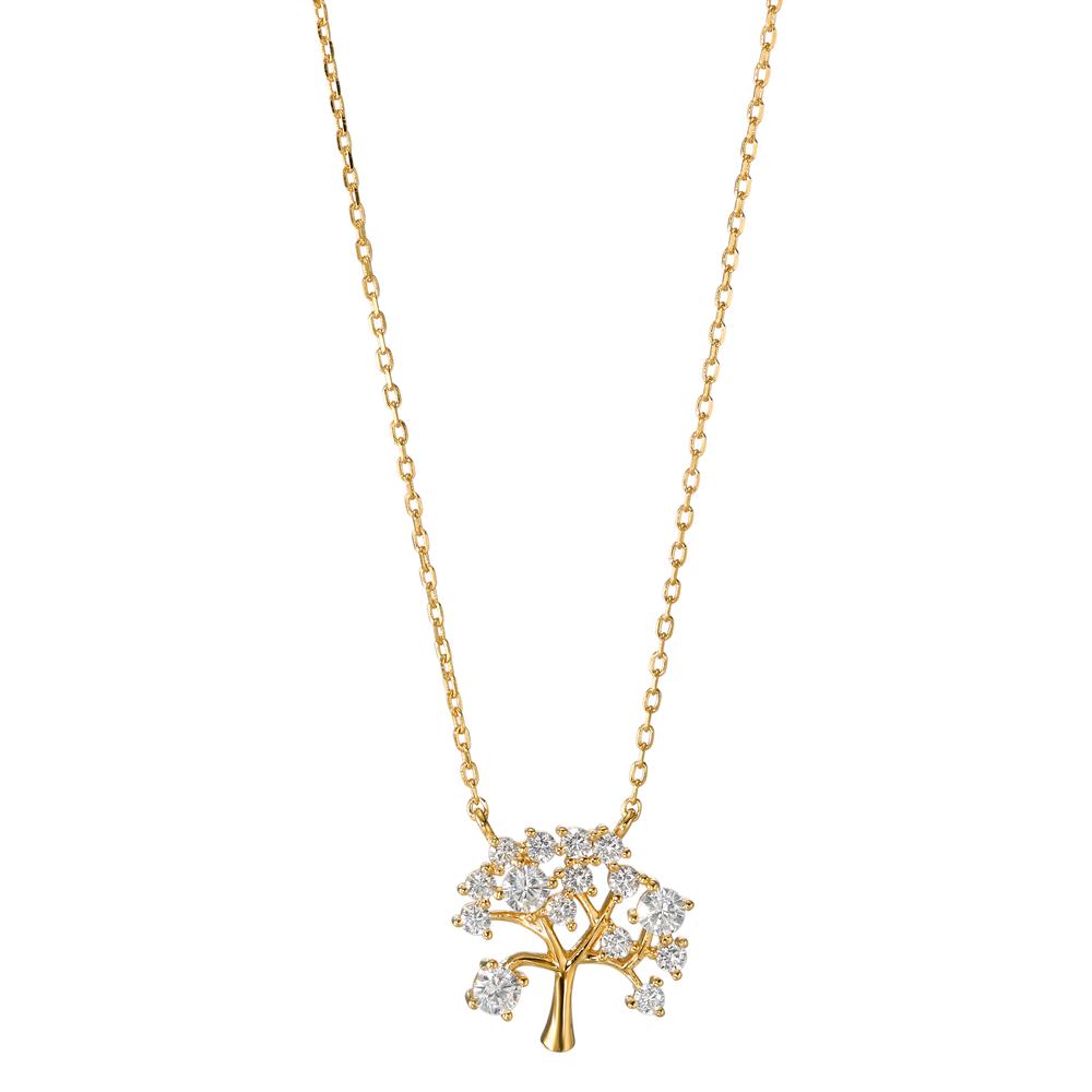 Collier Argent Zircone 15 Pierres jaune Plaqué or Arbre de la vie 40-45 cm-593482