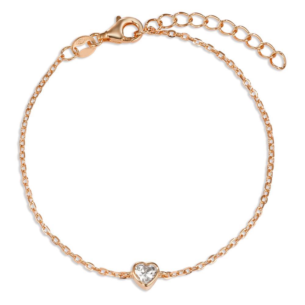 Bracelet Argent Zircone rosé Plaqué or Coeur 16-19 cm-593524
