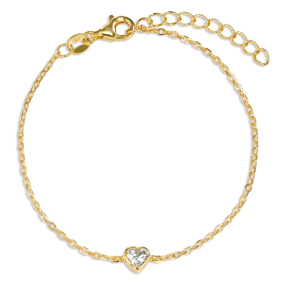 Bracelet Argent Zircone jaune Plaqué or Coeur 16-19 cm-593525
