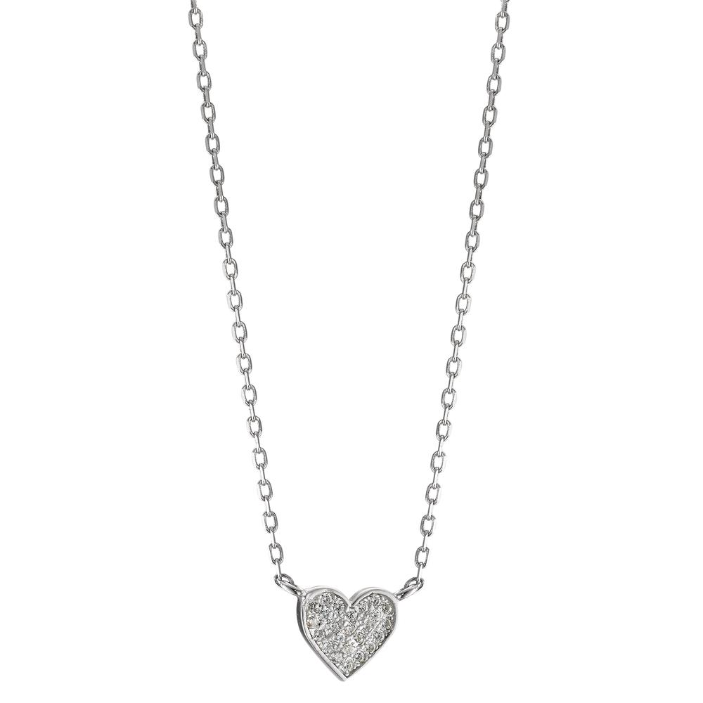 Collier Argent Zircone Rhodié Coeur 39-44 cm-593582