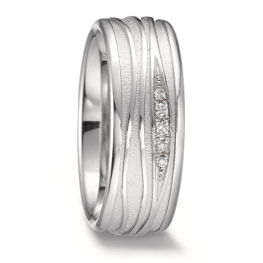 Alliance Or blanc 9K Diamant 0.033 ct, 5 Pierres, w-si-593618