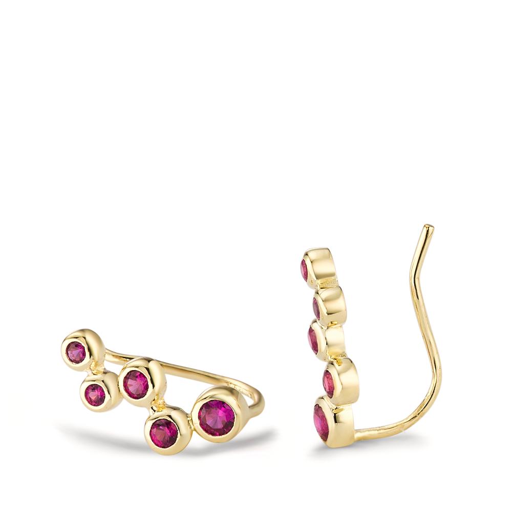 Boucle d'oreille glissante Argent Zircone rose, 10 Pierres jaune Plaqué or-593806