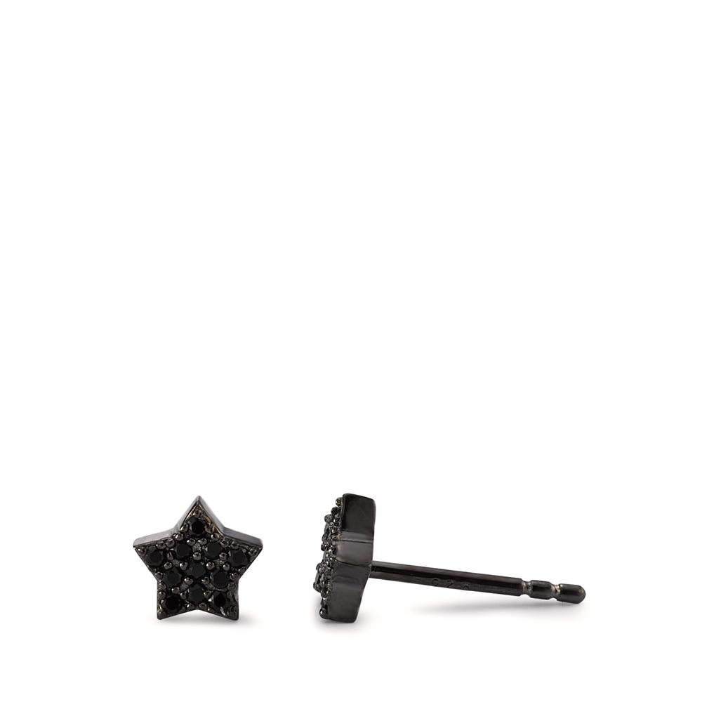 Clous d'oreilles Métal Zircone noir Rhodié Étoile Ø6 mm-593812