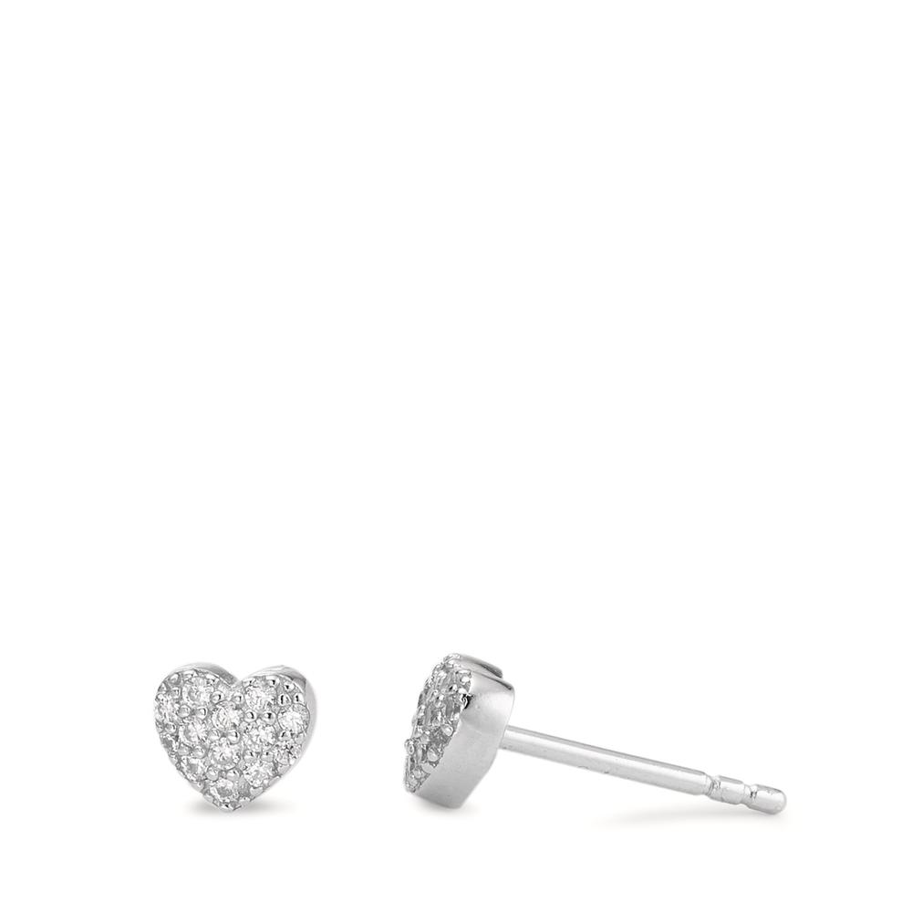Clous d'oreilles Argent Zircone Rhodié Coeur Ø5 mm-593814