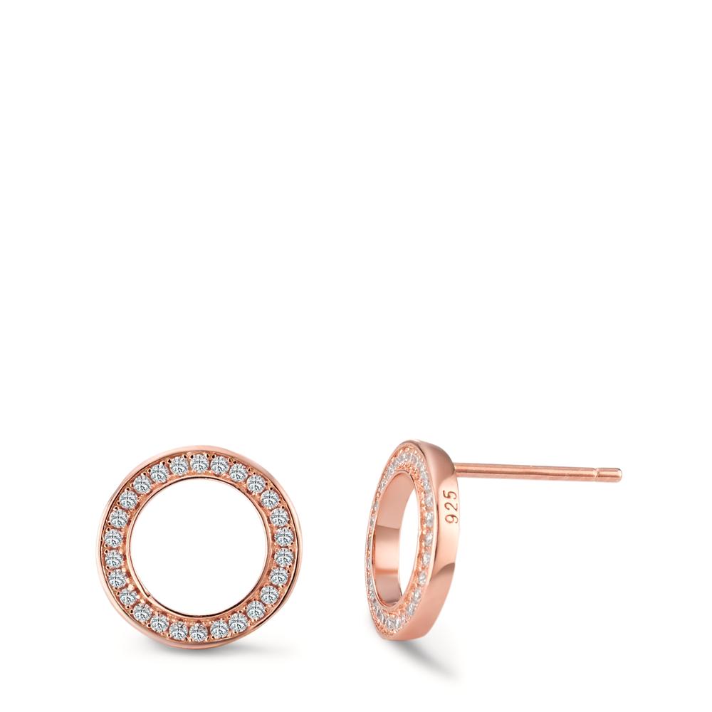 Clous d'oreilles Argent Zircone rosé Plaqué or Ø11 mm-593822