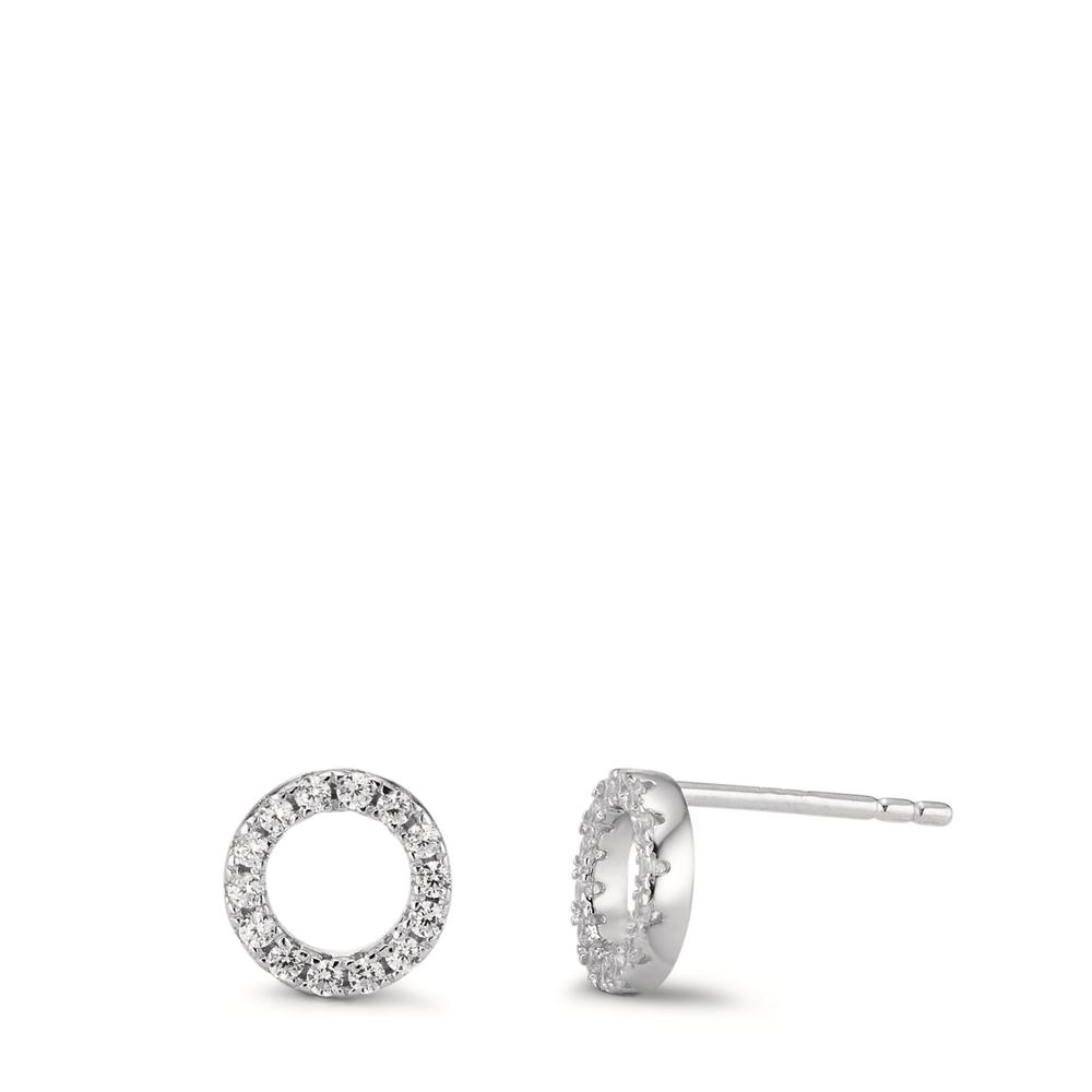 Clous d'oreilles Argent Zircone Rhodié Ø8 mm-593826