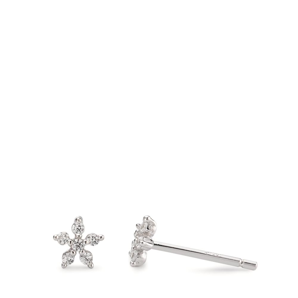 Clous d'oreilles Argent Zircone 12 Pierres Rhodié Fleur Ø5 mm-593827