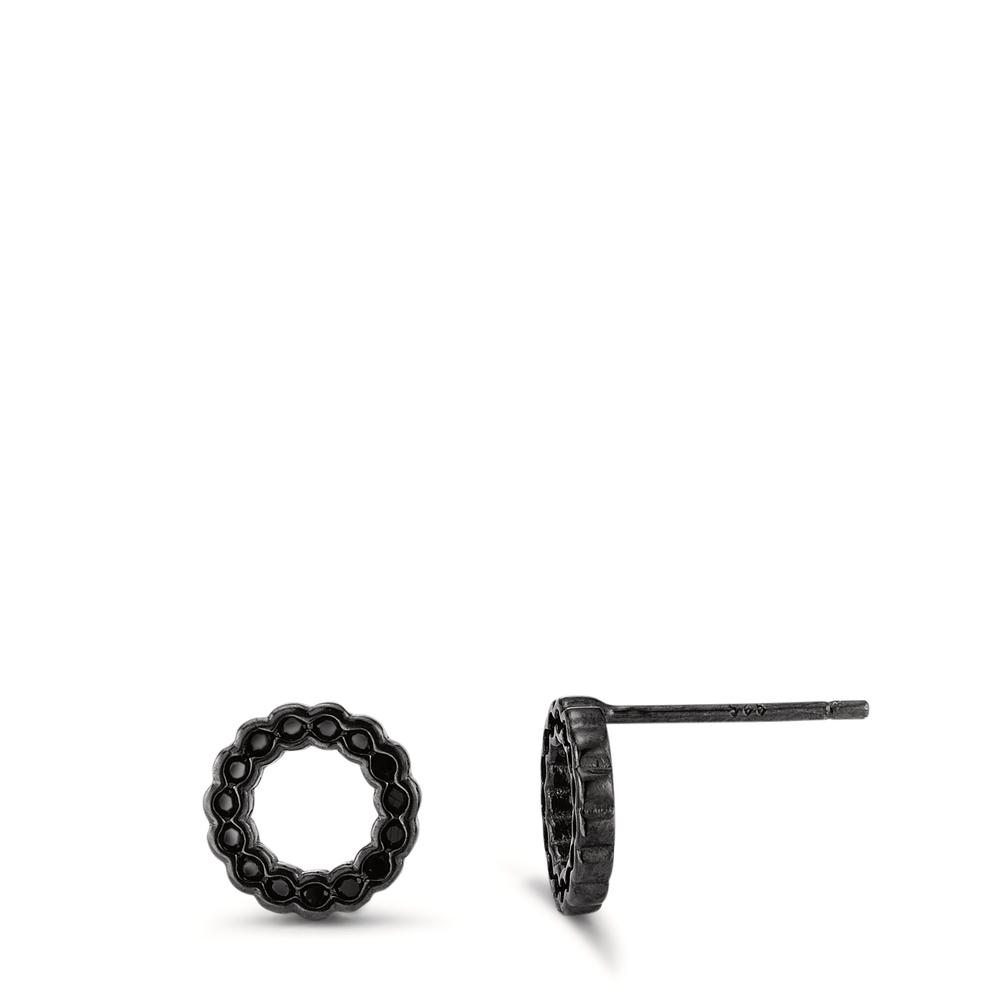 Clous d'oreilles Argent Zircone noir Rhodié Ø8.5 mm-593828