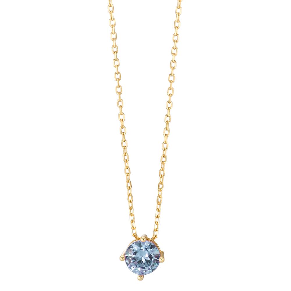 Collier Argent Zircone bleu clair jaune Plaqué or 42-45 cm-593846