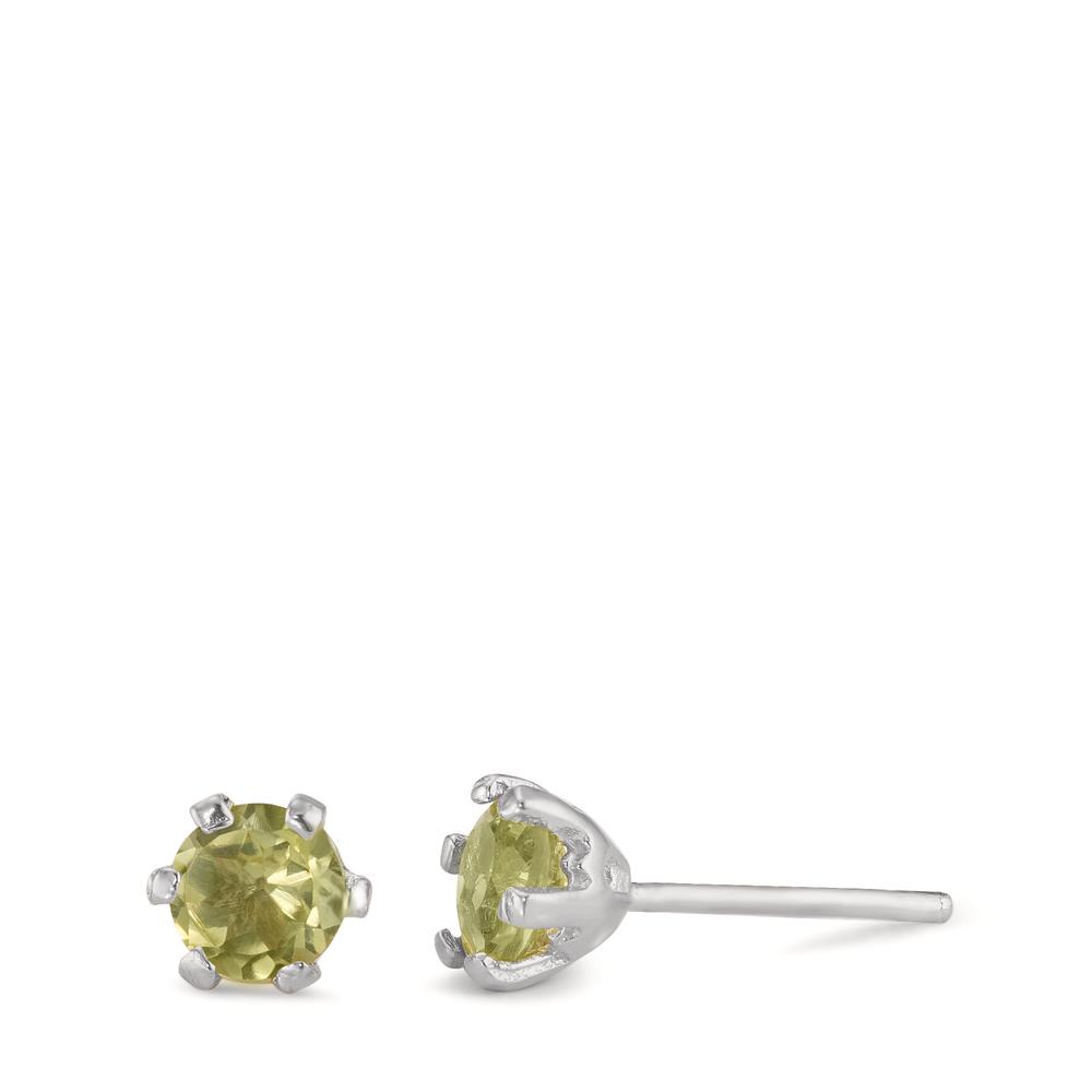 Clous d'oreilles Argent Péridot 2 Pierres Rhodié Ø6.5 mm-593857