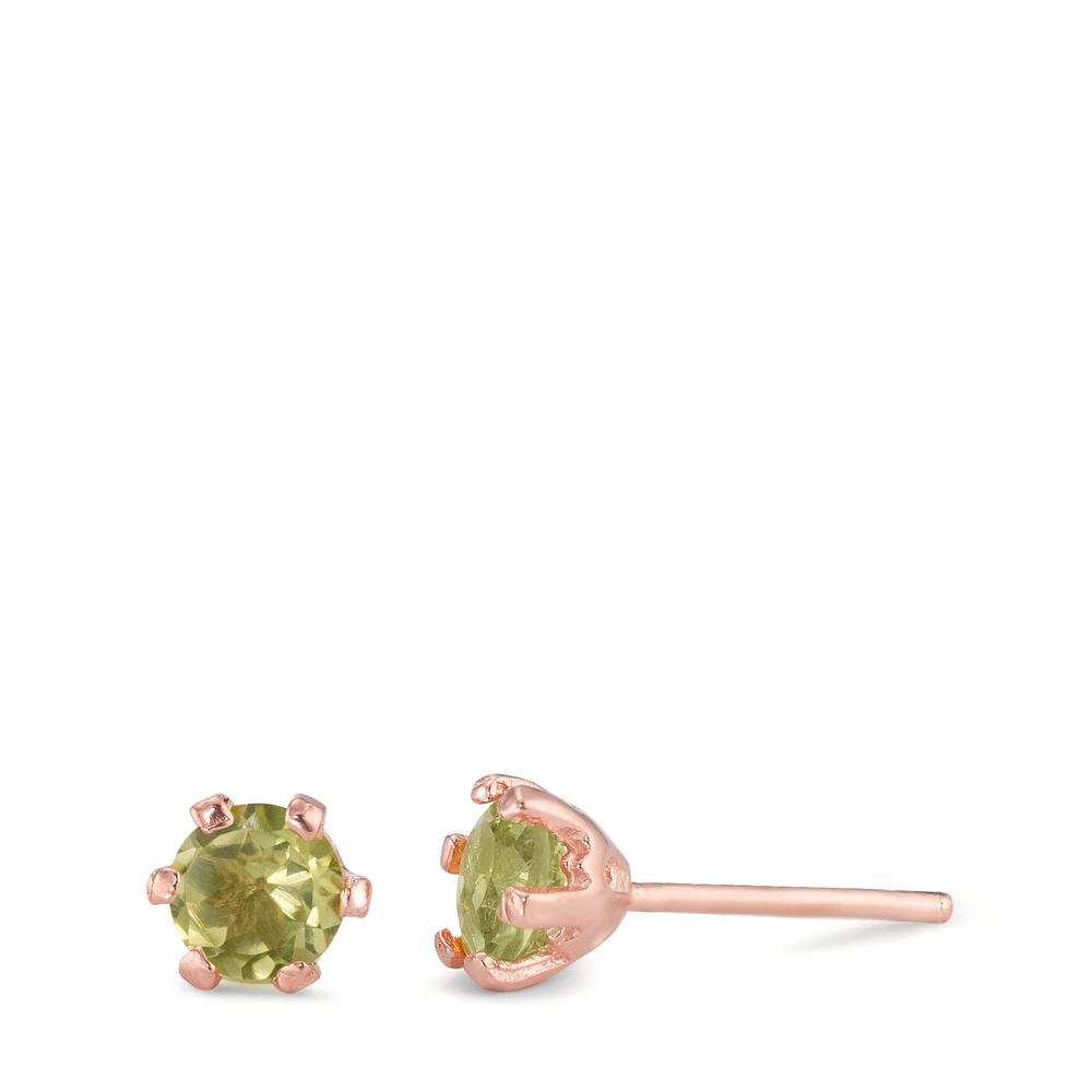Clous d'oreilles Argent Péridot 2 Pierres rosé Plaqué or Ø6.5 mm-593866
