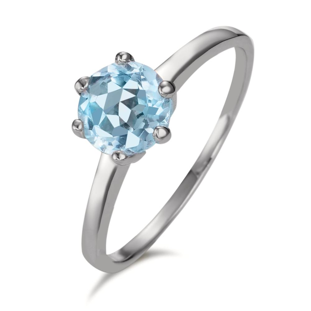 Bague Argent Topaze bleu, 7 mm Rhodié-593871