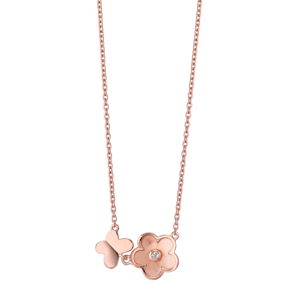 Collier Argent Zircone rosé Plaqué or Fleur 42-45 cm-593874