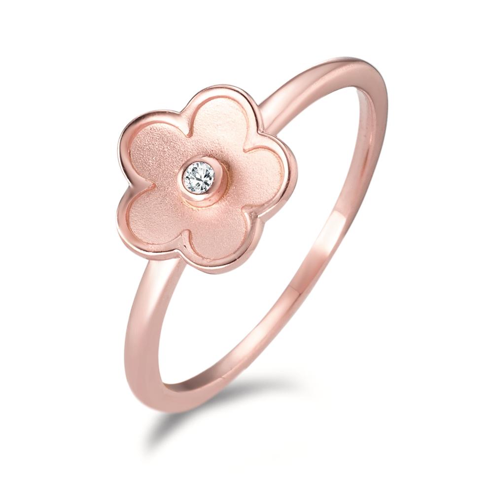 Bague Argent Zircone rosé Plaqué or Fleur Ø9 mm-593890