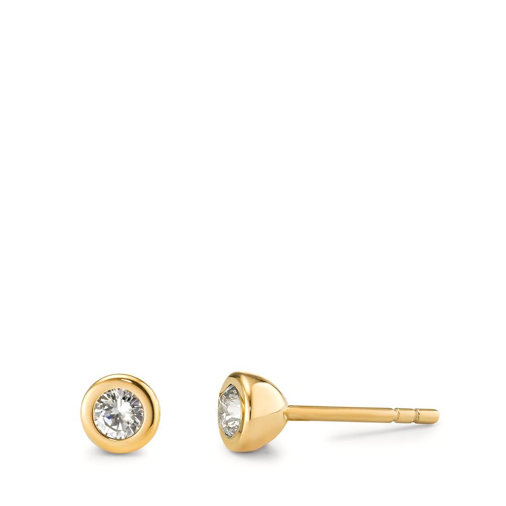 Clous d'oreilles Acier inoxydable Zircone blanc, 2 Pierres jaune PVD Ø5 mm-594055
