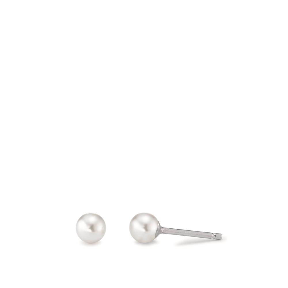 Clous d'oreilles Argent Rhodié [shining Pearls] blanc, 2 Perles, 3 mm-594153