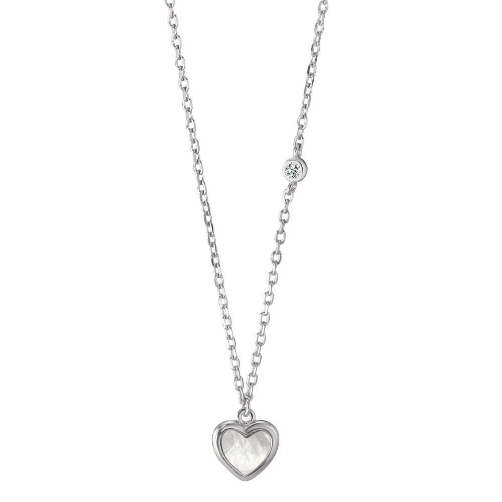 Collier Argent Zircone Rhodié nacre Coeur 40-45 cm-594377