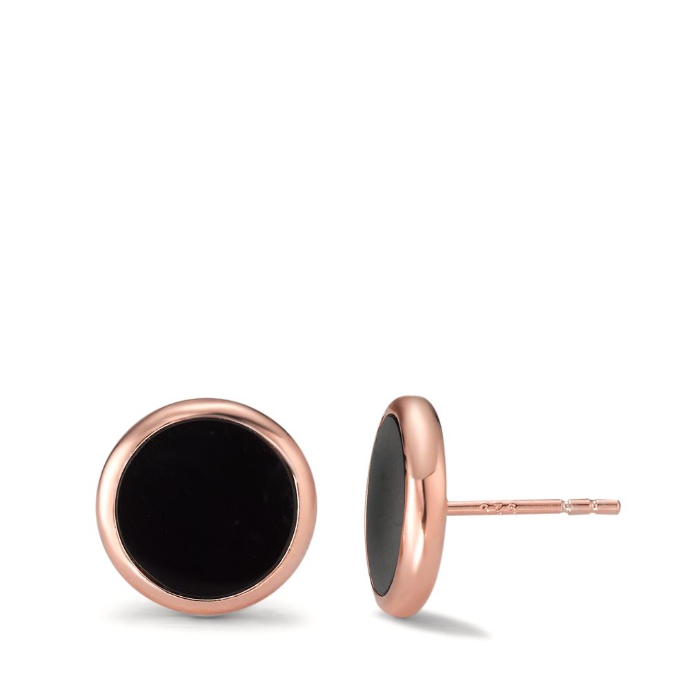 Clous d'oreilles Argent Agate 2 Pierres rosé Plaqué or Ø12 mm-594413
