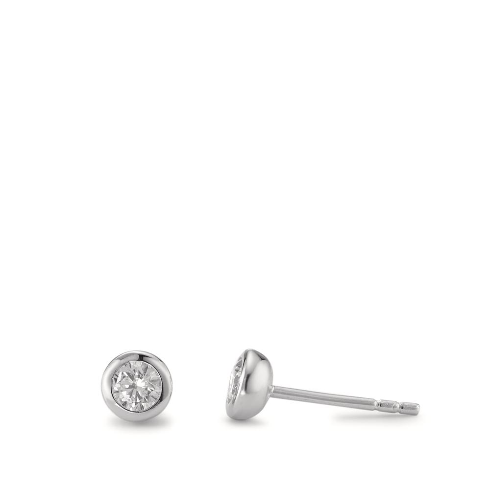 Clous d'oreilles Argent Zircone 2 Pierres Rhodié Ø5 mm-594415