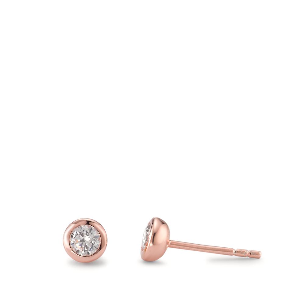Clous d'oreilles Argent Zircone 2 Pierres rosé Plaqué or Ø5 mm-594416