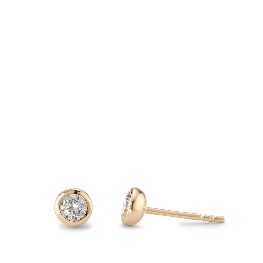 Clous d'oreilles Argent Zircone 2 Pierres jaune Plaqué or Ø5 mm-594417