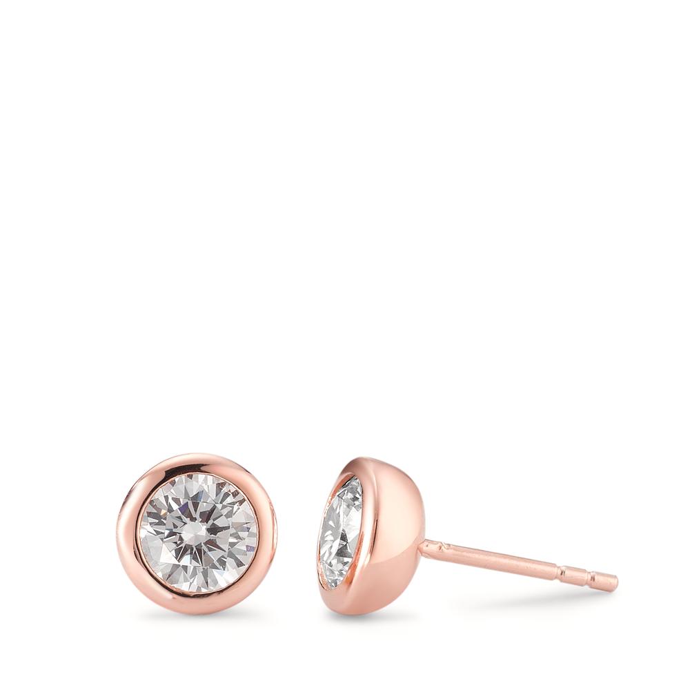 Clous d'oreilles Argent Zircone 2 Pierres rosé Plaqué or Ø8 mm-594419