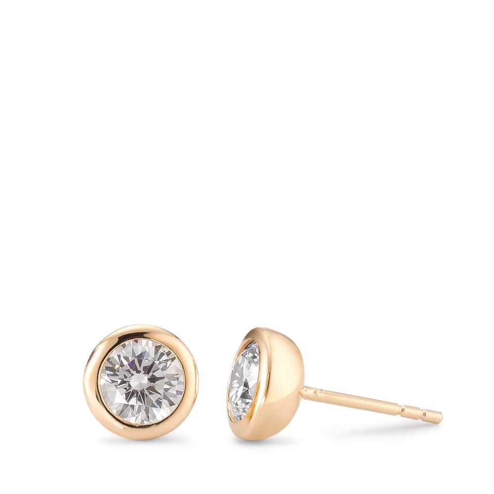 Clous d'oreilles Argent Zircone 2 Pierres jaune Plaqué or Ø8 mm-594420