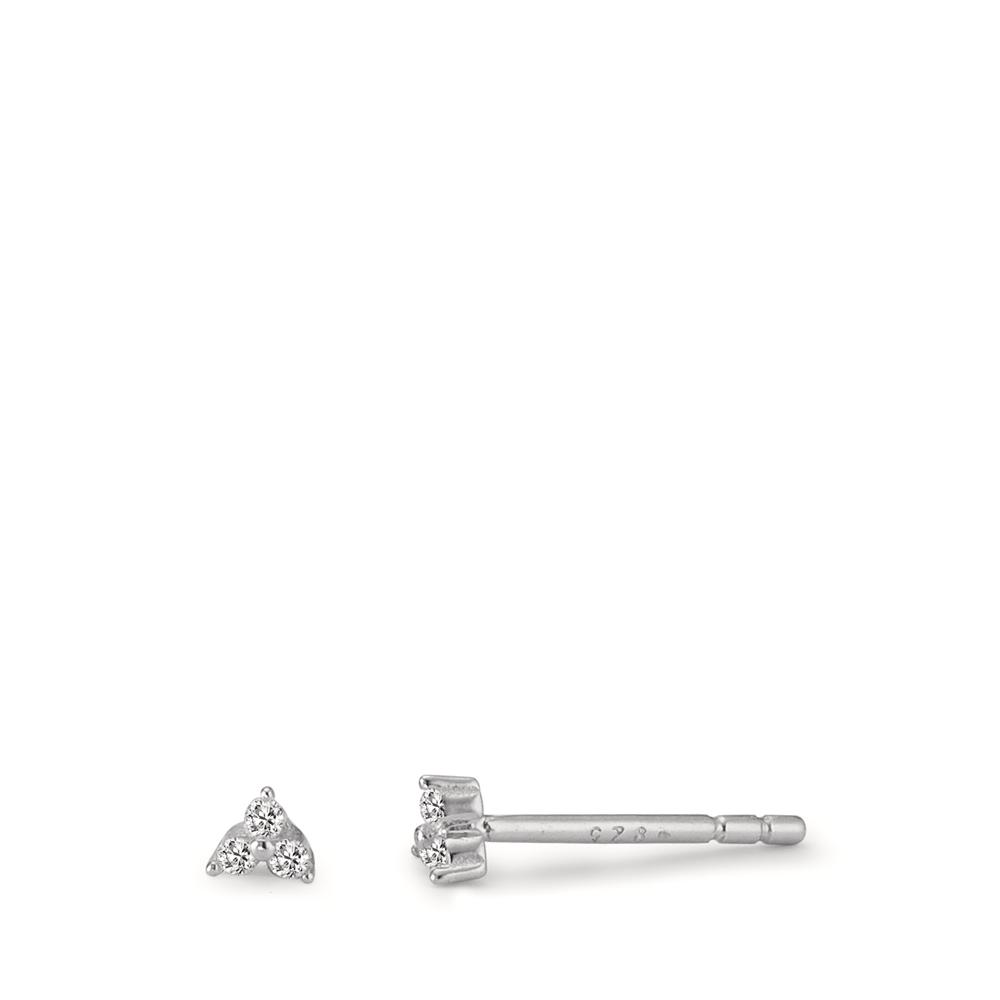 Clous d'oreilles Argent Zircone 6 Pierres Rhodié Ø3 mm-594430
