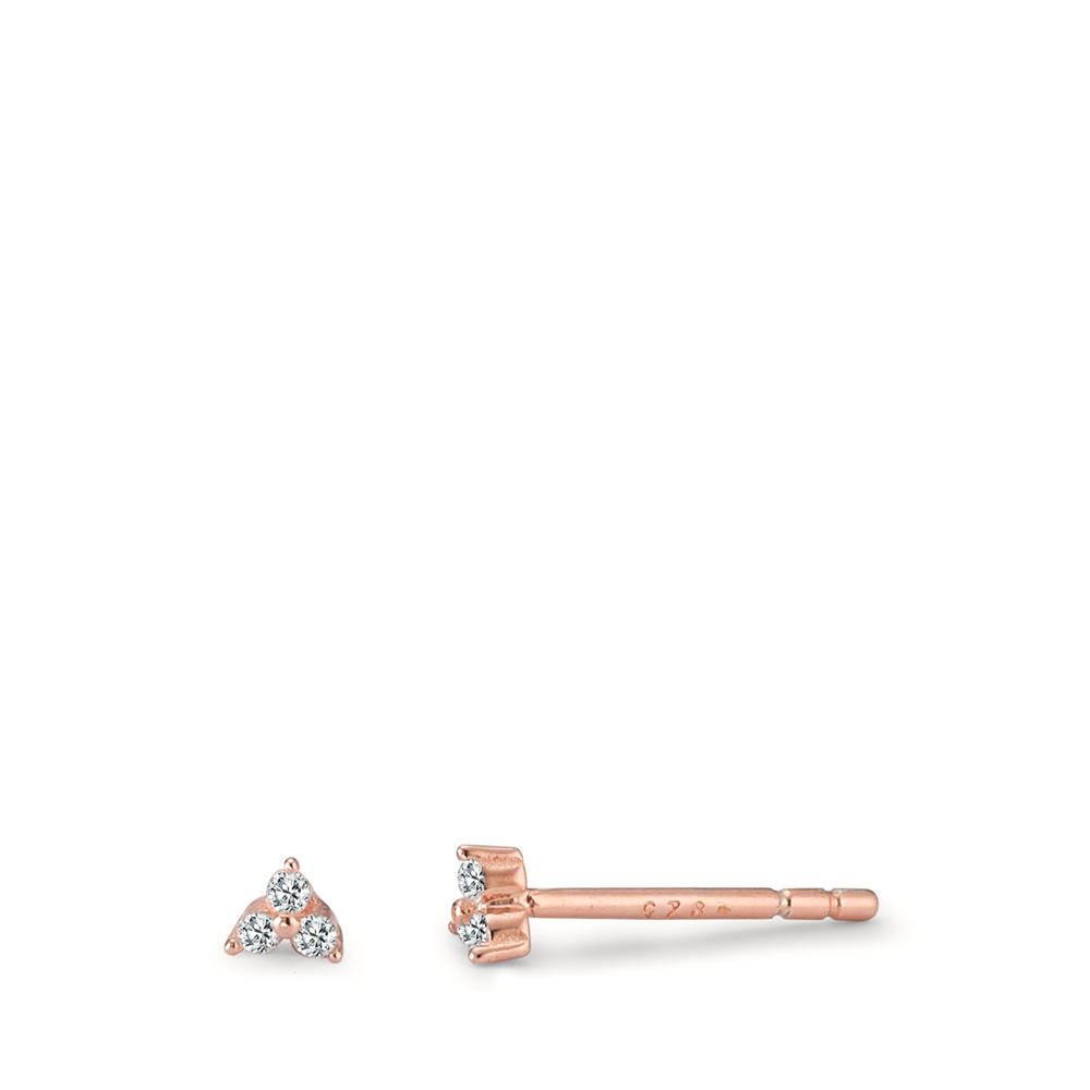 Clous d'oreilles Argent Zircone 6 Pierres rosé Plaqué or Ø3 mm-594431