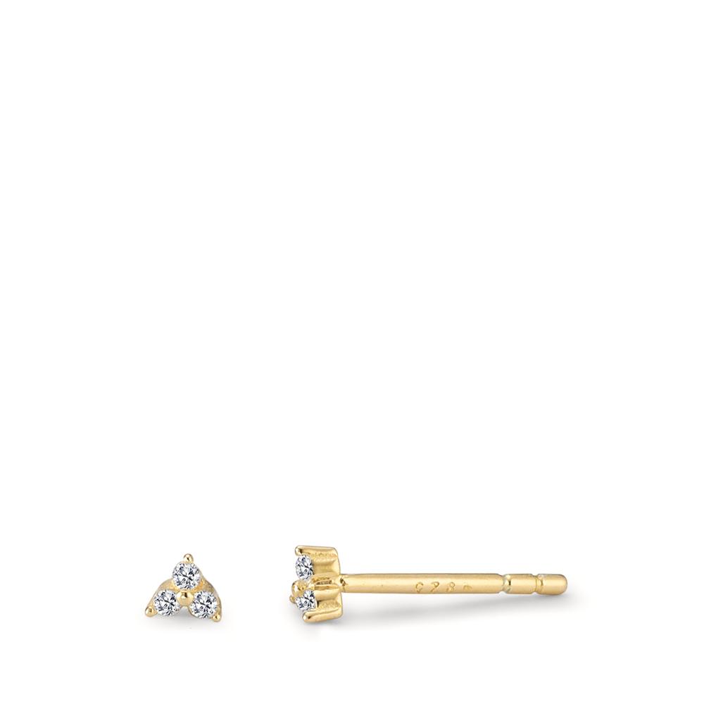 Clous d'oreilles Argent Zircone 6 Pierres jaune Plaqué or Ø3 mm-594432