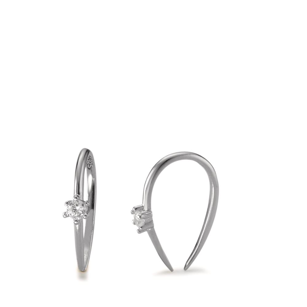 Boucles d'oreilles Argent Zircone 2 Pierres Rhodié-594442